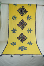 Yellow Cotton Dupatta with Floral Applique Design