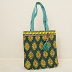 Dark Green Ethnic Tote Hand Bag