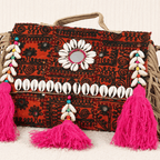 Desert Folk Red Banjara Bag with Shell Detailing