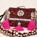 Desert Folk Red Banjara Bag with Shell Detailing