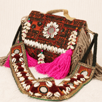 Desert Folk Red Banjara Bag with Shell Detailing