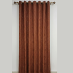 Brown curtain with grommets on a white background