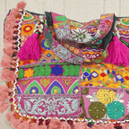close upFestive Flair Boho Bag with Pink Tassels