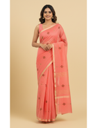 Woman wearing a coral saree 