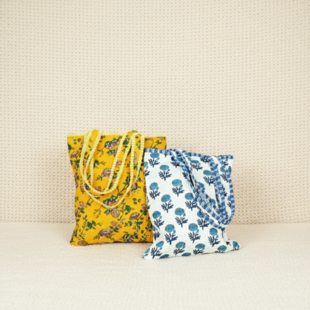 Floral Harmony Cotton Tote Bag