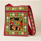 Folk Art Elephant Embroidered Sling Bag