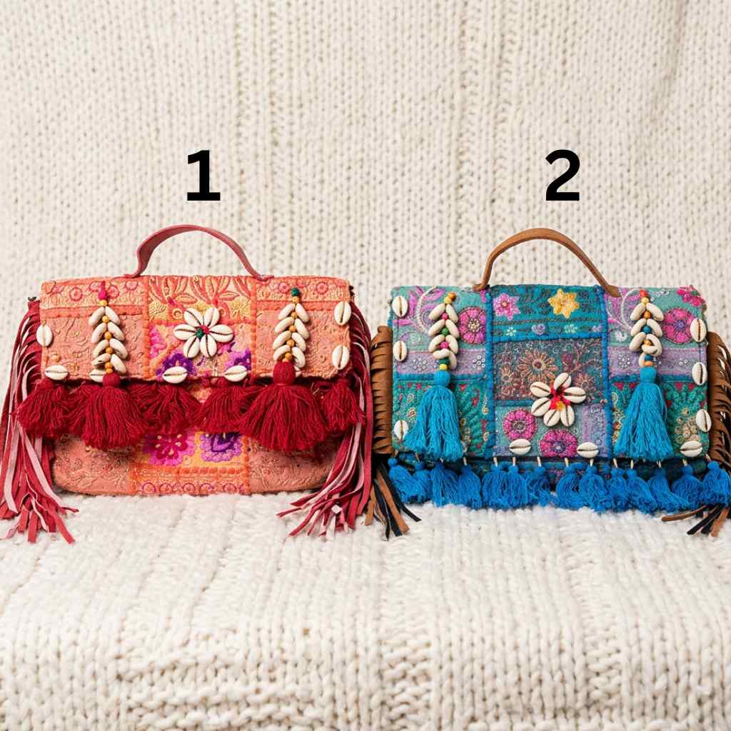 blue and orange banjara bags
