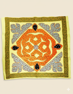 Vintage Folk Applique Yellow Table Cover