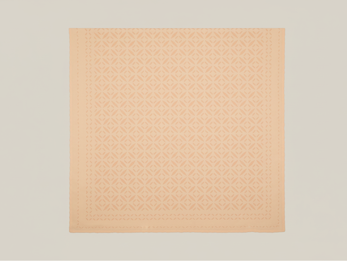 Beige Geometric Lacework Embroidered Table Cover