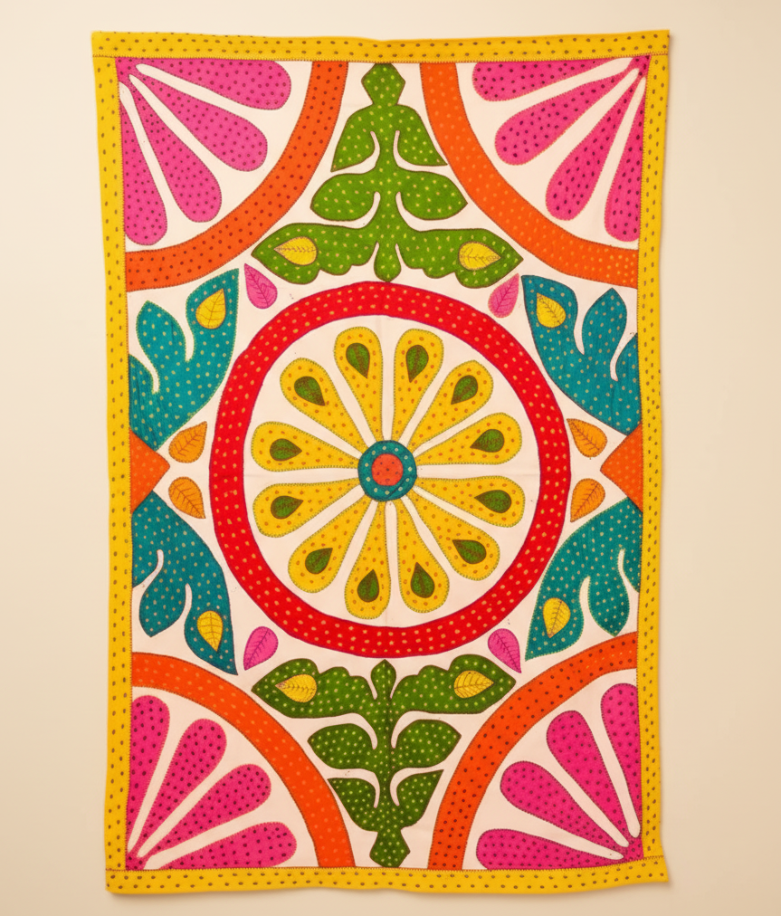 Kaleidoscope Multicolour Embroidered Table Cover