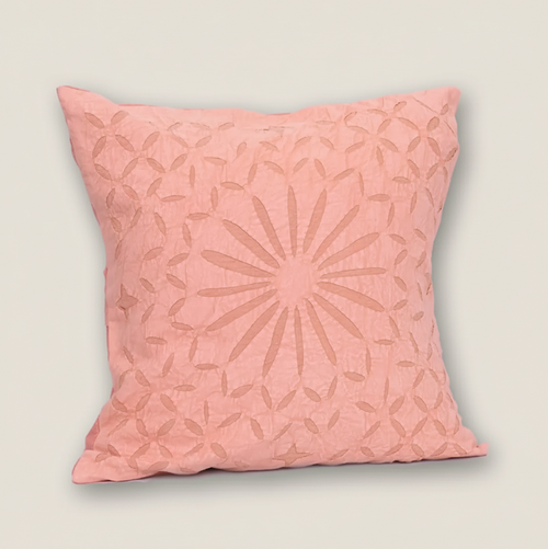 Blush Pink Hand Embroidered Cushion Cover