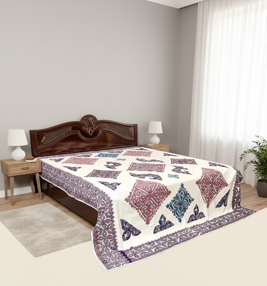 Paisley Reverie Regal Mosaic Embroidered Bed Sheet