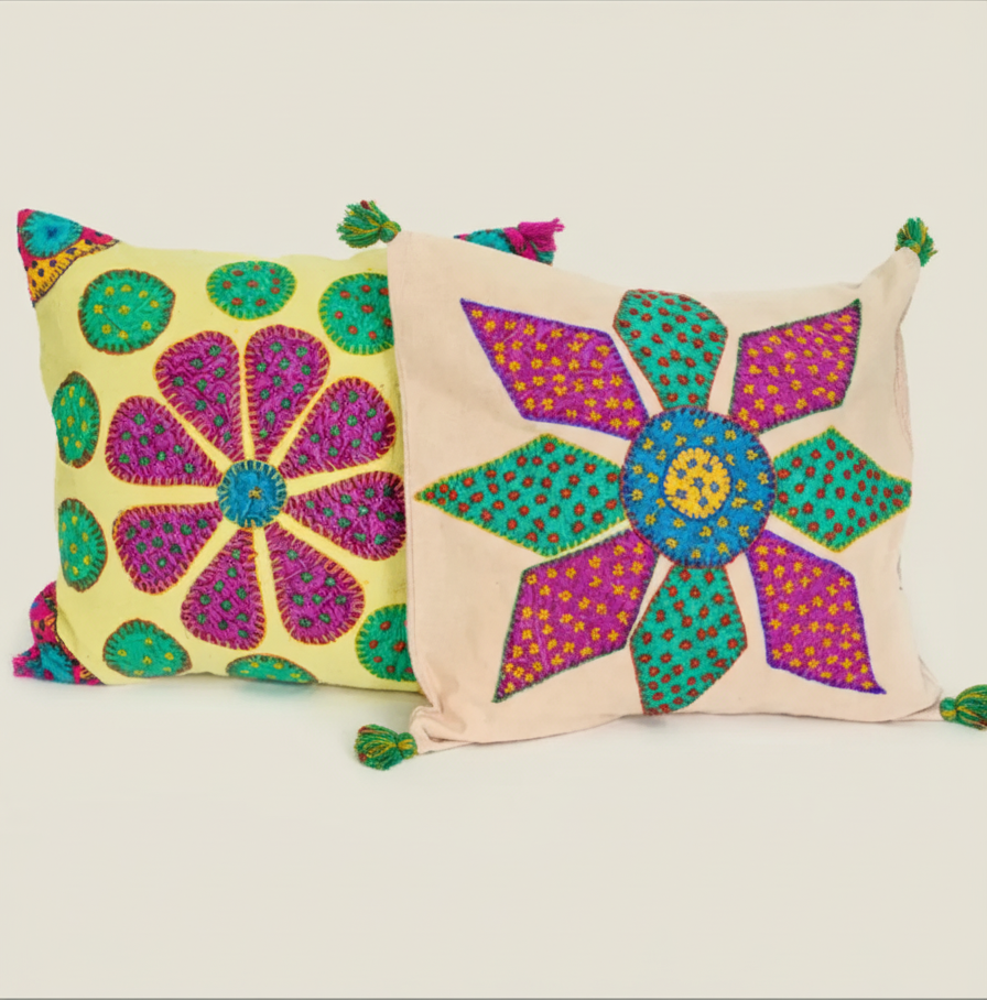 Appliqué Flower Art Embroidered Cushion Covers