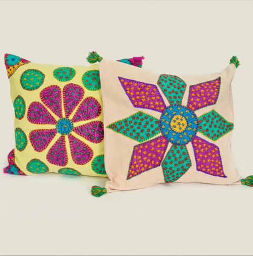 Appliqué Flower Art Embroidered Cushion Covers