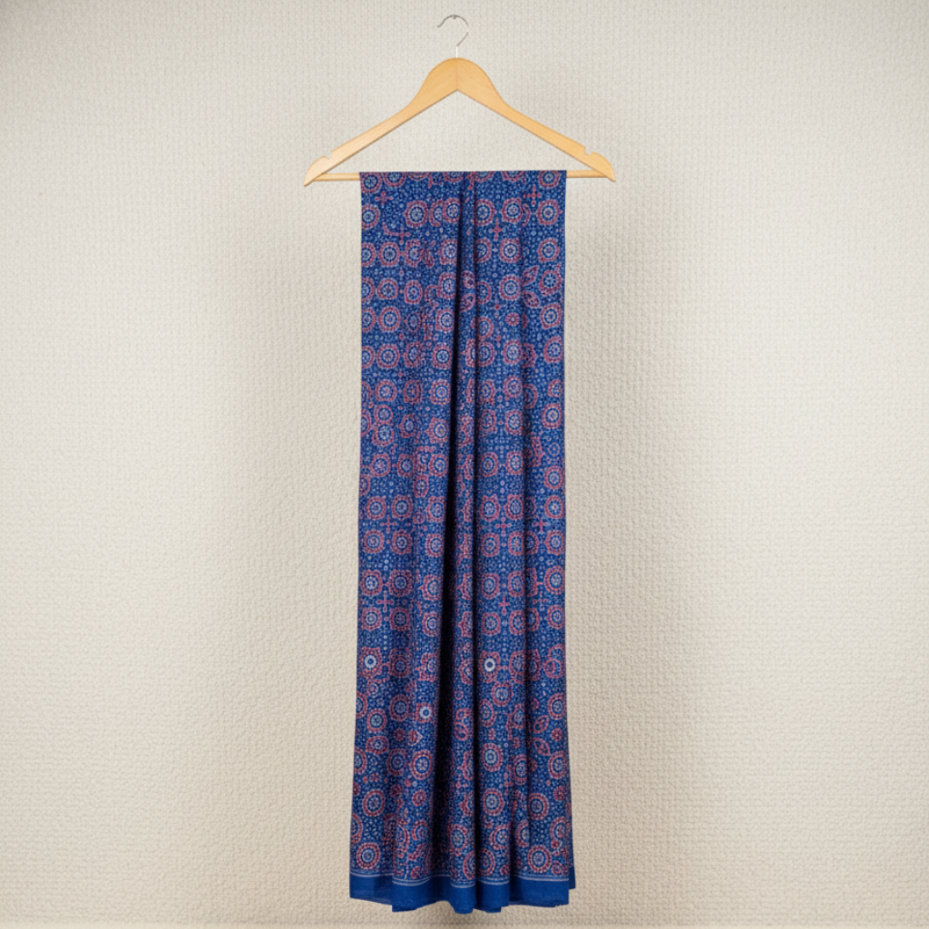 Geometric Mosaic Starburst Modal Blue Saree