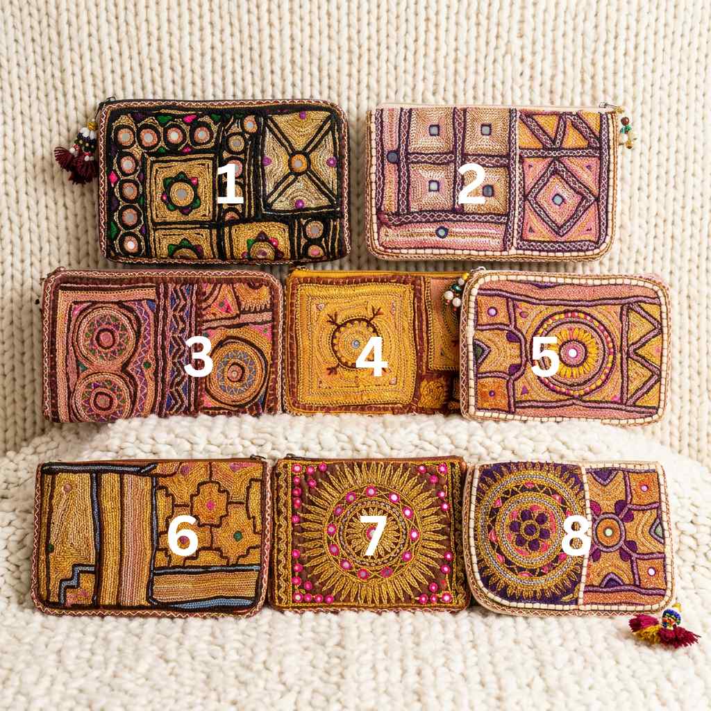 Golden Aura Zari Embroidered Purse for Women