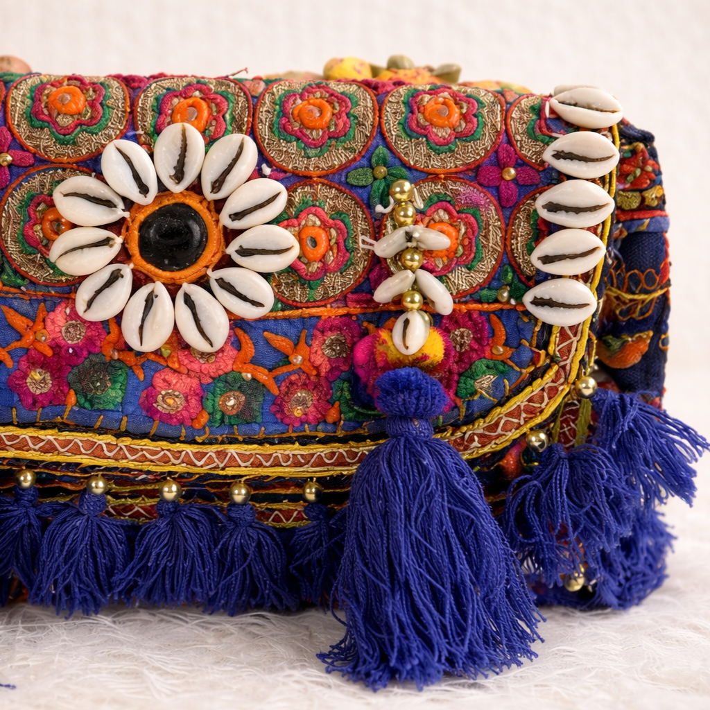 Indigo Hues Blue Embroidered Rajasthani Bag