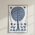 Indigo Tree of Wisdom Applique Wall Hanging