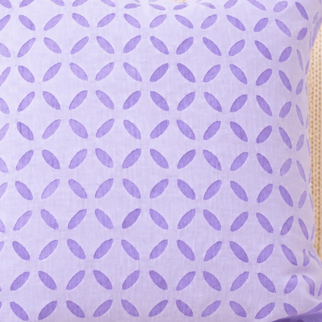Lavender Appliqué Cutwork Cushion Cover