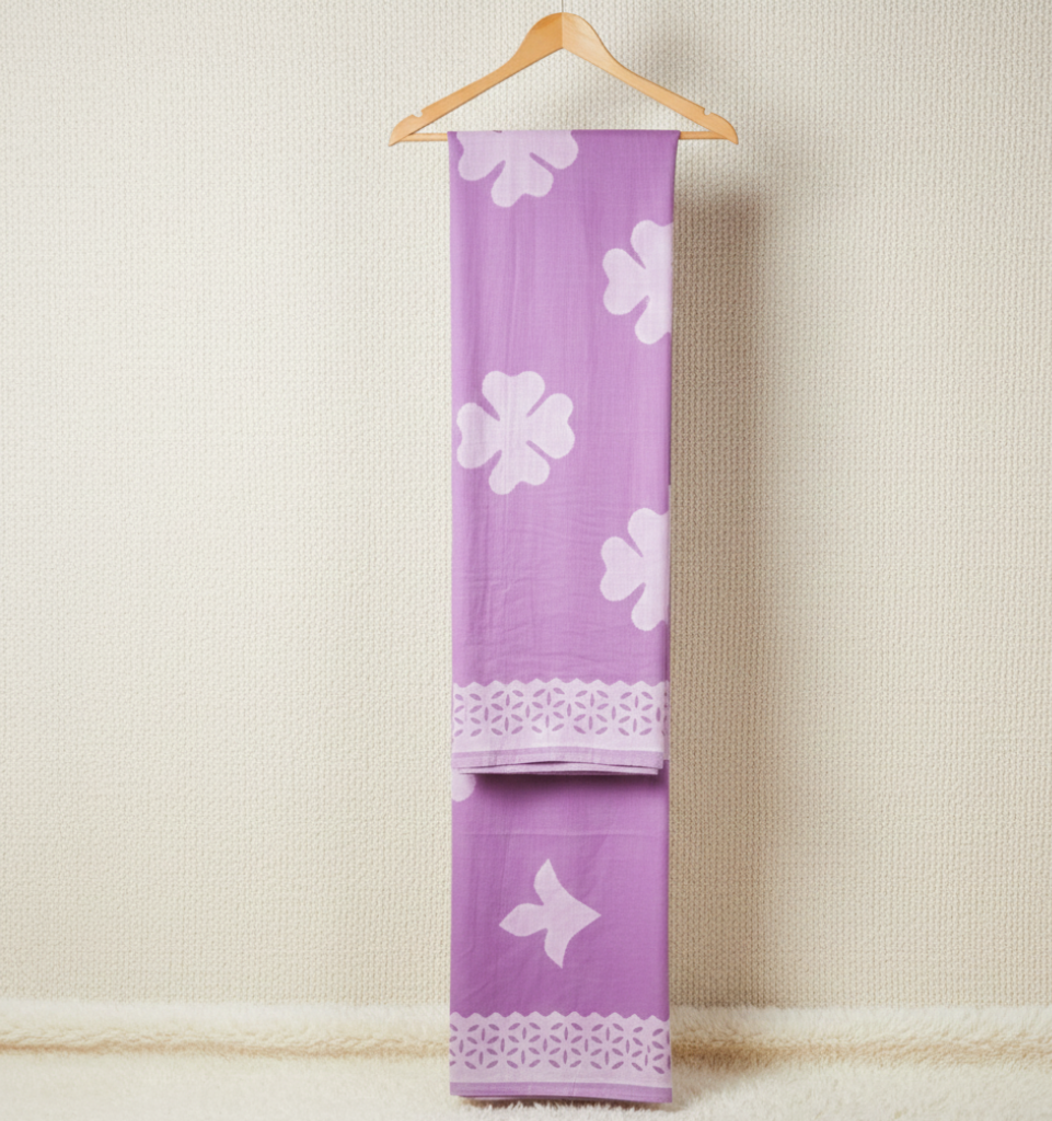 Lavender Grace Applique Cutwork Saree