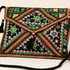 close up of Midnight Craft Black Embroidered Rajasthani Sling Bag