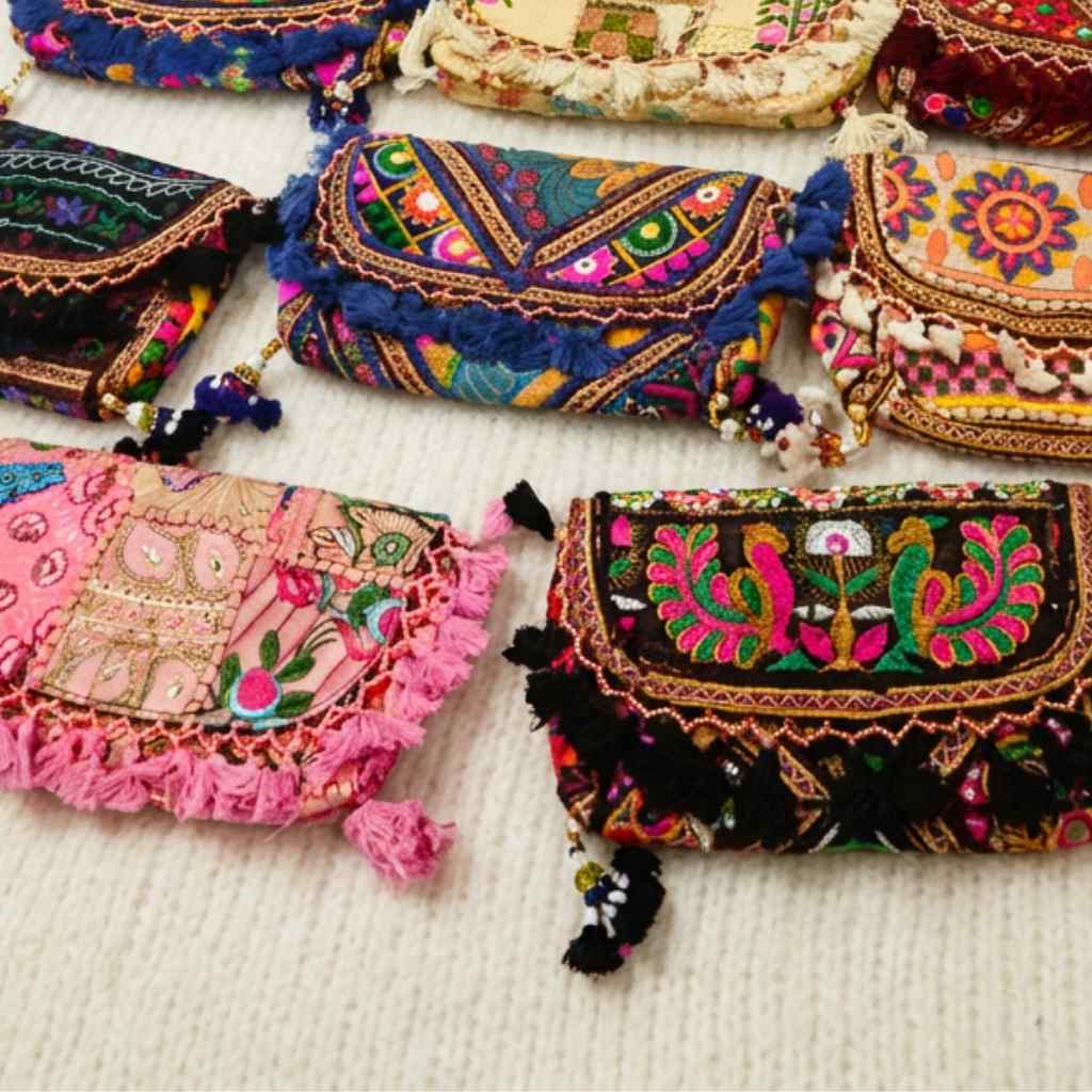 Multicolor Boho Embroidered Sling Purse for Women