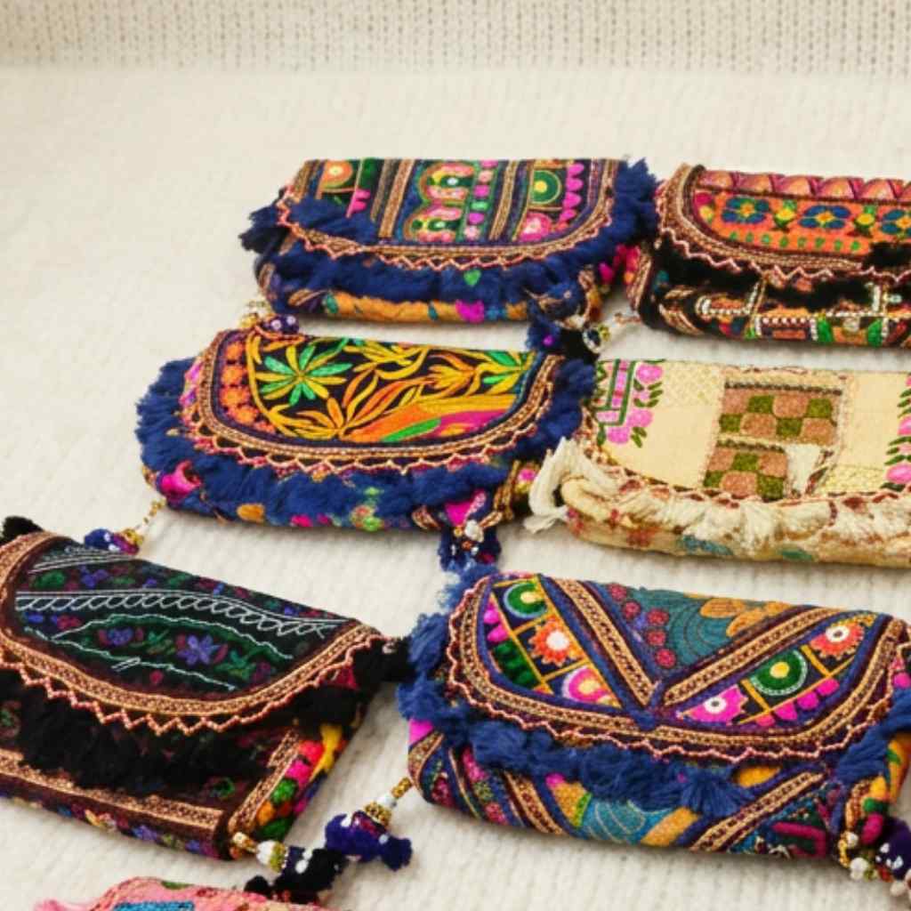 Multicolor Boho Embroidered Sling Purse for Women