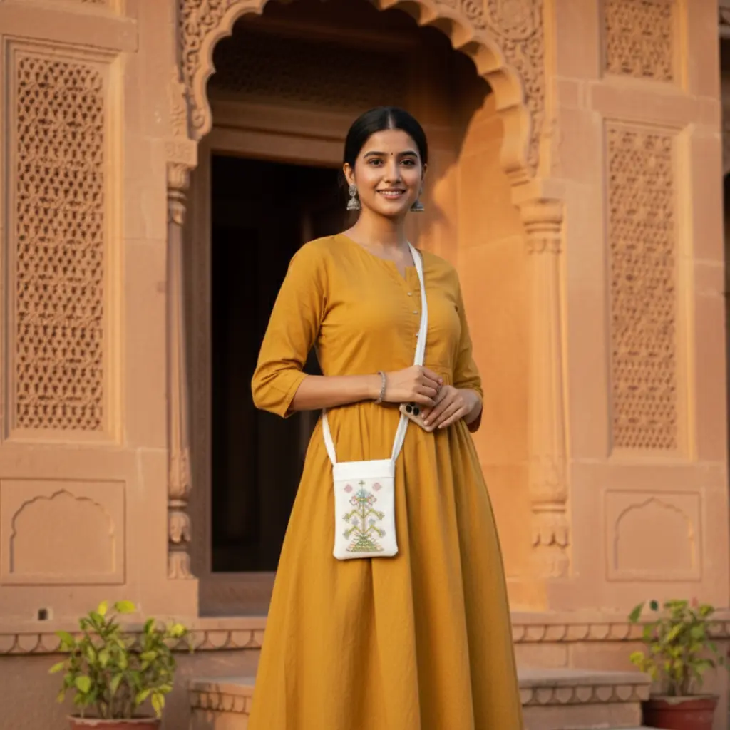 Multicolor Motifs Hand Embroidered Pouch