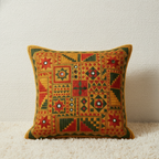 Multicolour Hand Embroidered Cushion Cover for Home Décor