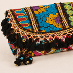 close up of black Nomad Banjara Embroidered Sling Purse