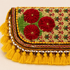 close up of yellow Nomad Banjara Embroidered Sling Purse