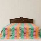 Pastel Harmony Kantha Cotton Bedsheet