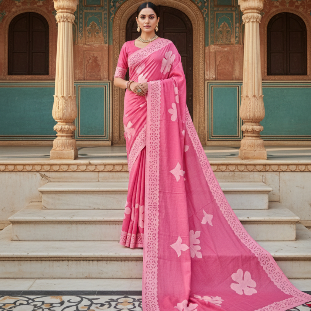 Pastel Petal Play Applique Cutwork Saree