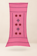 Pink dupatta fabric with embroidered patterns 