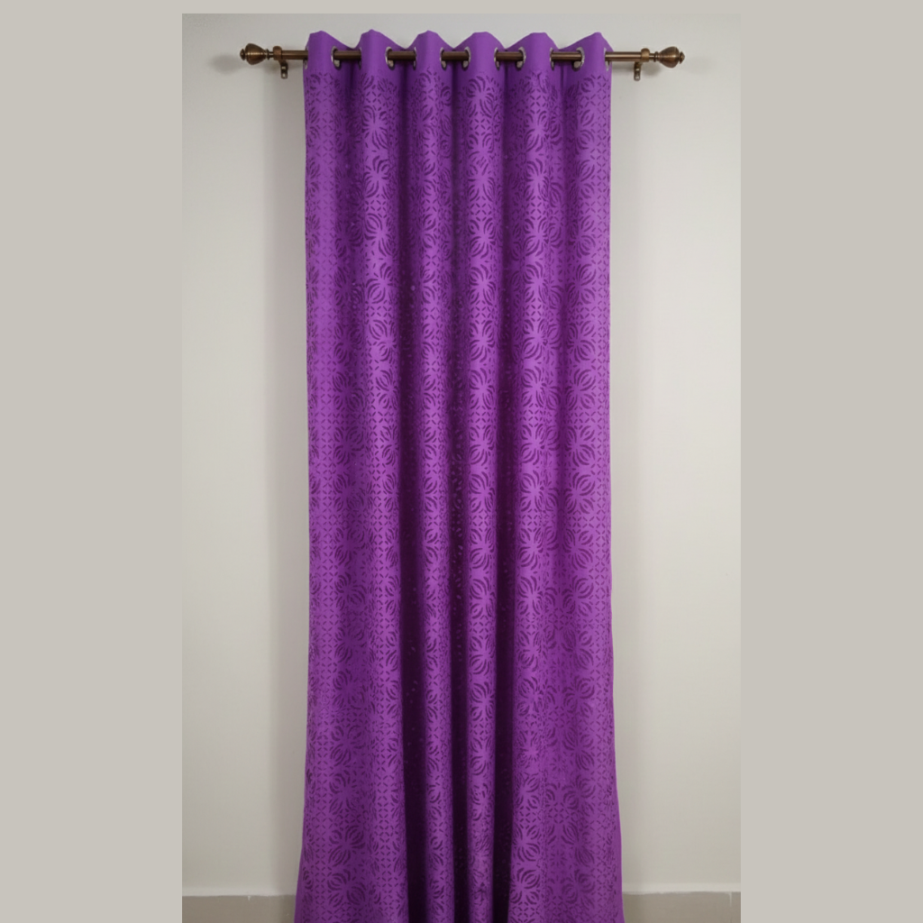 Purple Bloom Applique Cutwork Curtain