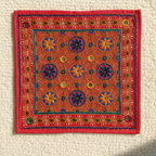 Red Bloom Floral Embroidered Boho Cushion Cover