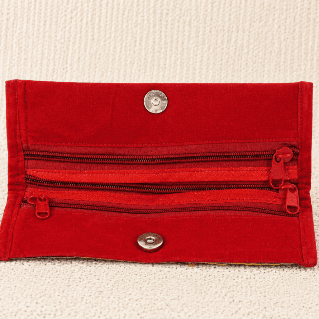 inside Red Floral Embroidered Ethnic Purse