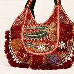 Regal Red Zari Embroidered Ethnic Bag