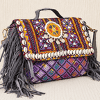 Royal Purple Shell Detail Banjara Handbag