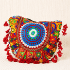 Rustic Charm Red Embroidered Tote Bag for Women
