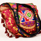Rustic Charm Red Embroidered Tote Bag for Women