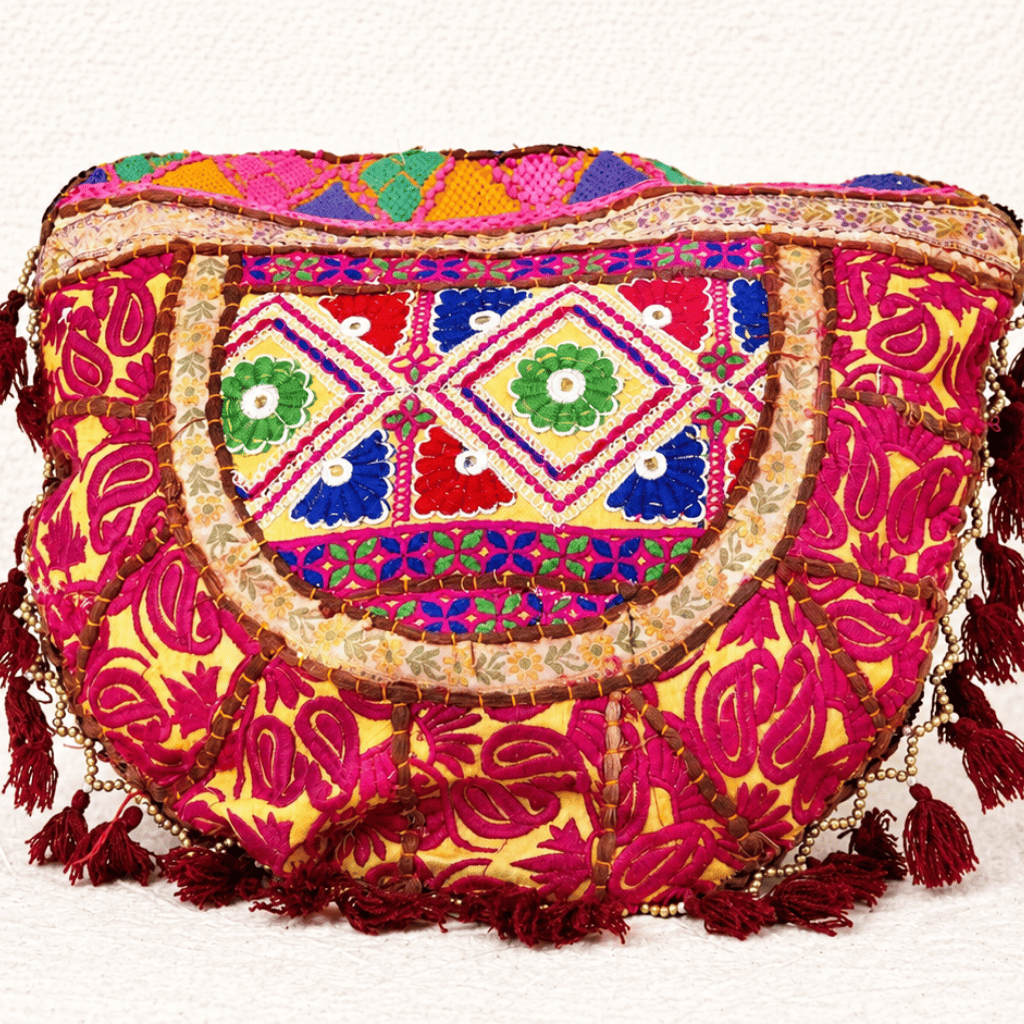 Rustic Charm Red Embroidered Tote Bag for Women