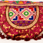 Rustic Charm Red Embroidered Tote Bag for Women