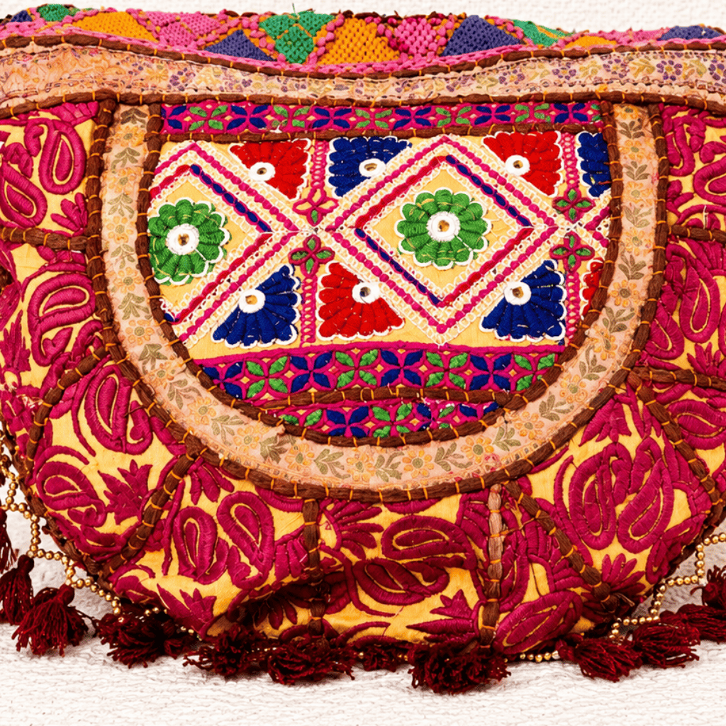 Rustic Charm Red Embroidered Tote Bag for Women