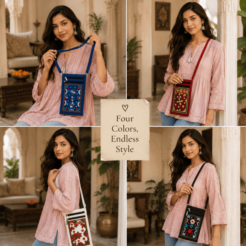 Small Embroidered Mobile Sling Bag