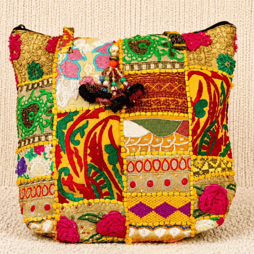 Sunshine Threadwork Embroidered Yellow Tote Bag