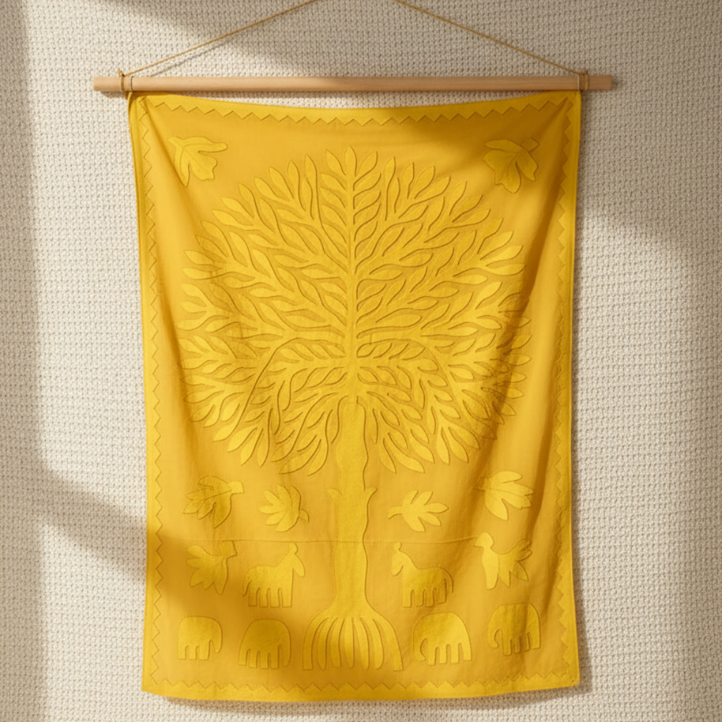 Tree of Unity Yellow Applique Wall Hanging