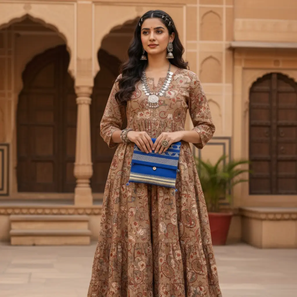 Tribal Essence Red and Blue Embroidered Clutch