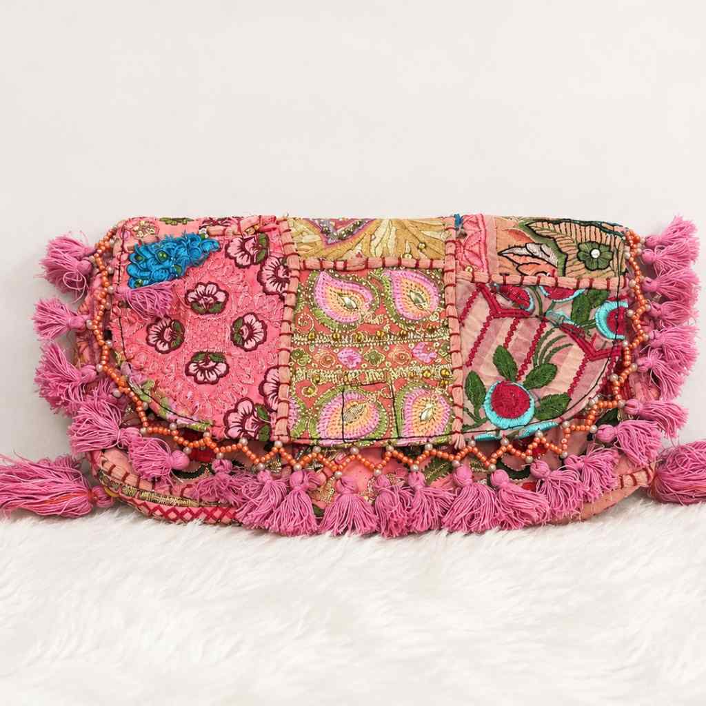 Boho Embroidered Sling Purse for Women