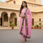Blush Charm Pink Ajrakh Dupatta